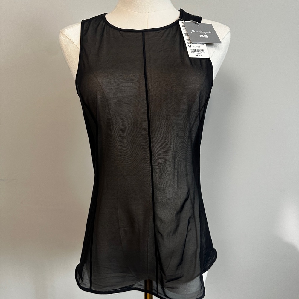 Mame Kurogouchi x Uniqlo Black Sheer Sleeveless Blouse NWT